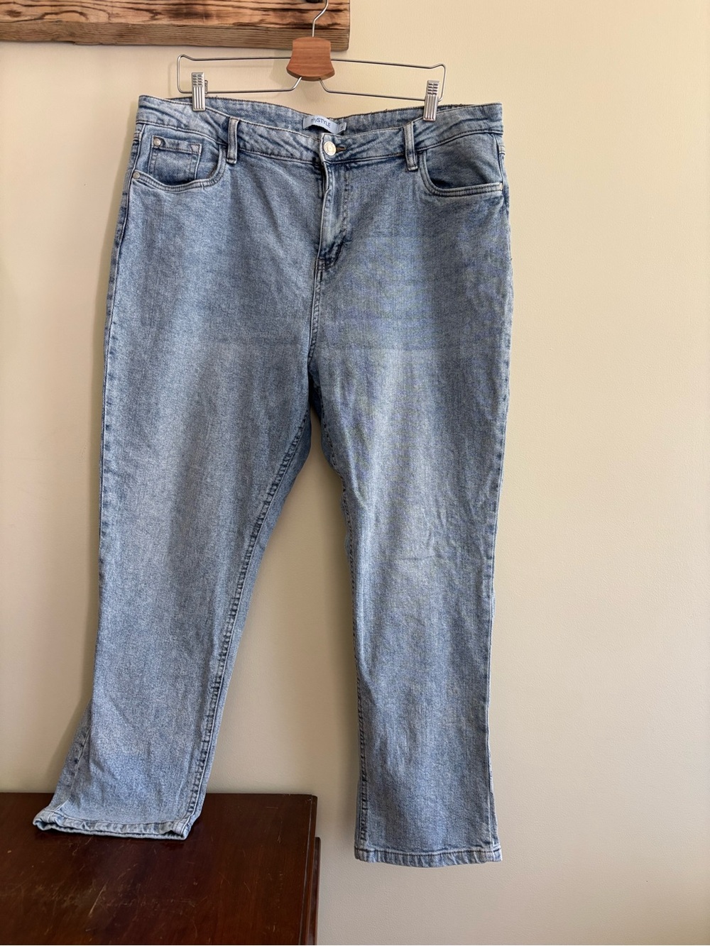 115.) High-Rise Light Blue Straight Leg Jeans